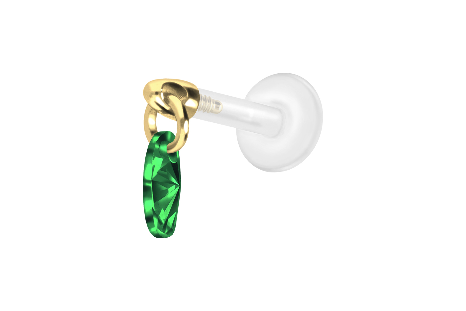 PTFE Labret Piercing mit Innengewinde + Titan-Aufsatz KRISTALLOVAL